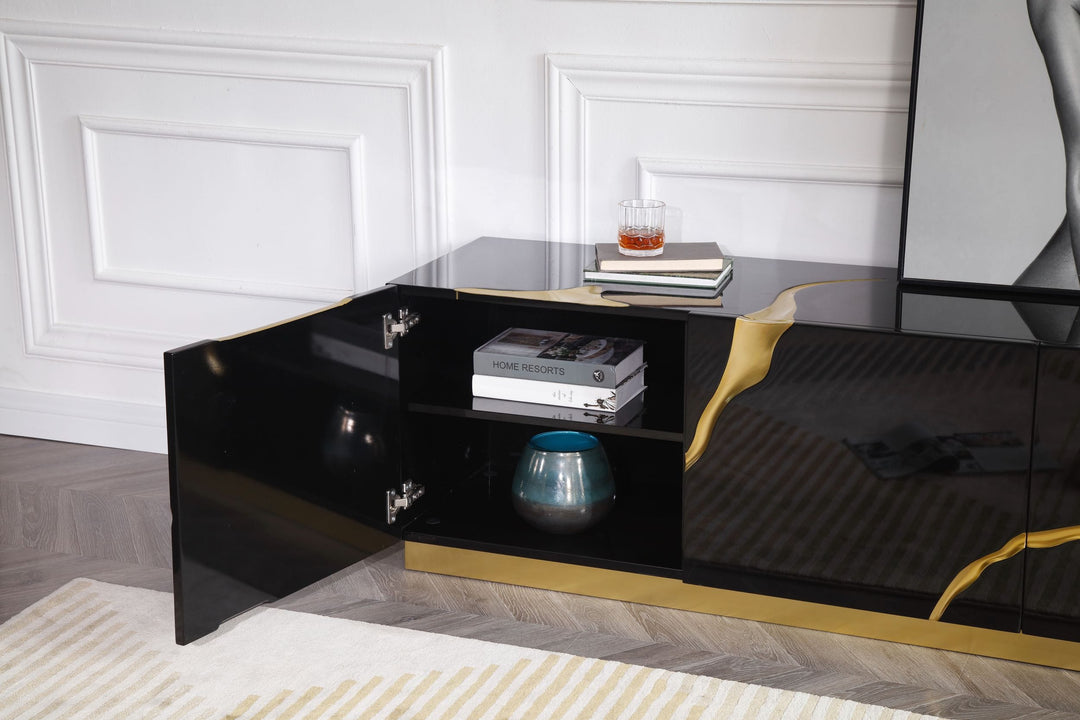 Aspen - Modern Black & Gold TV Stand