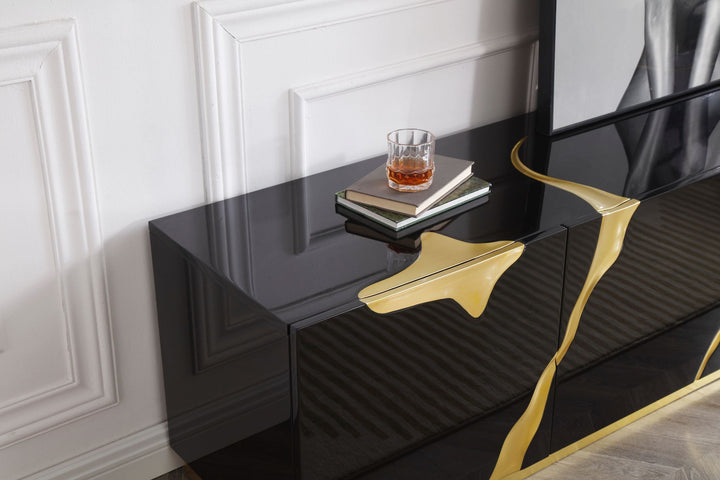 Aspen - Modern Black &amp; Gold TV Stand