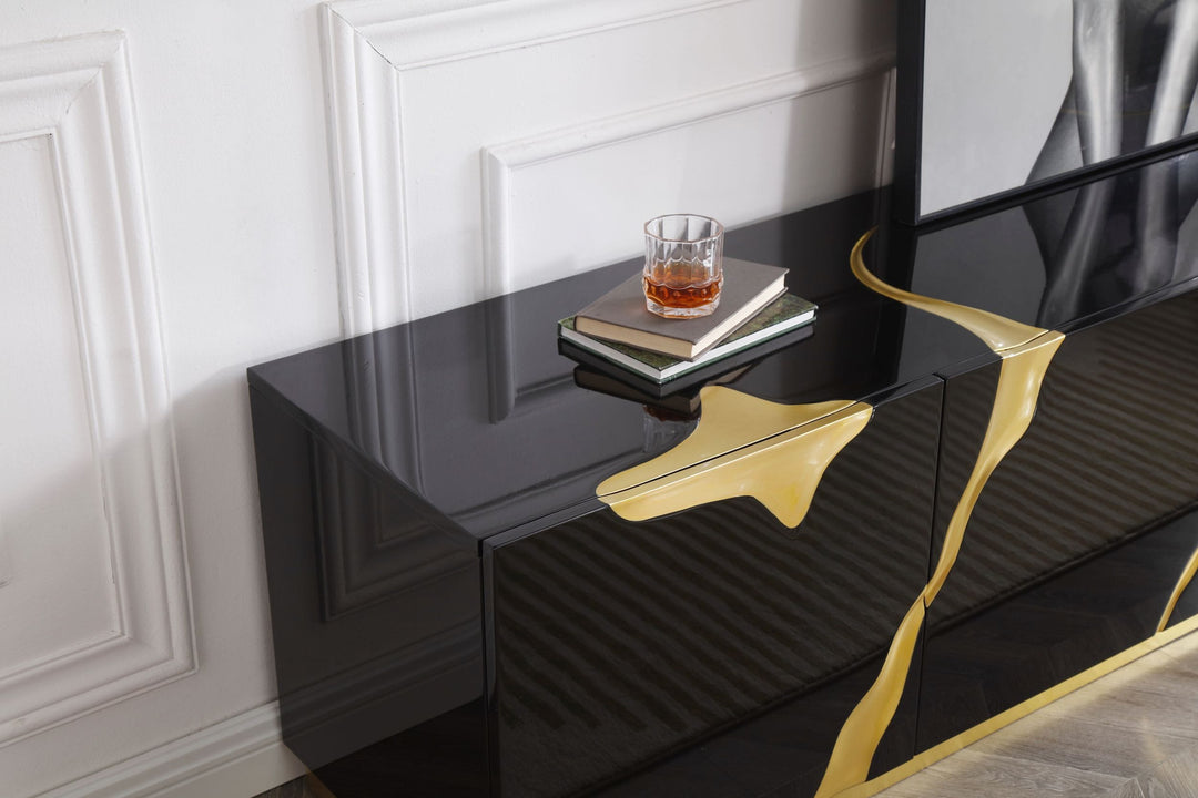 Aspen - Modern Black & Gold TV Stand