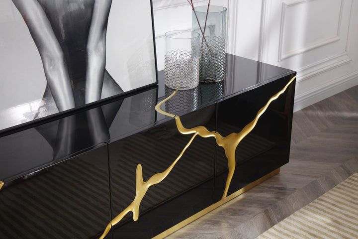 Aspen - Modern Black &amp; Gold TV Stand