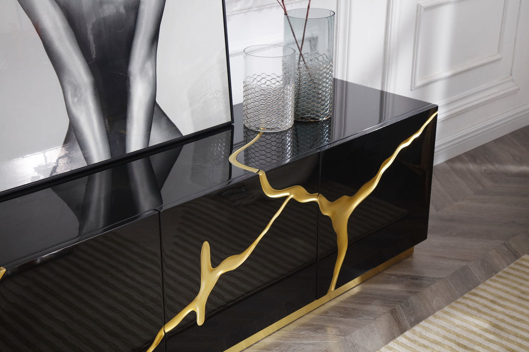Aspen - Modern Black & Gold TV Stand