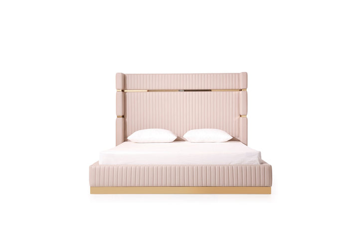 Sterling Modern Beige + Gold Bed + Nightstands