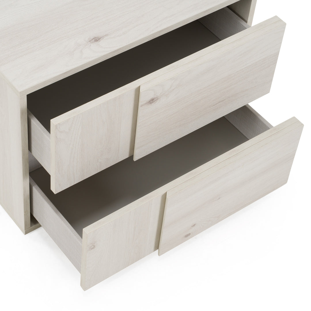 Asus - Italian Modern White Washed Oak Nightstand