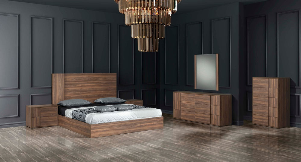 Asus - Queen Italian Modern Walnut Bed