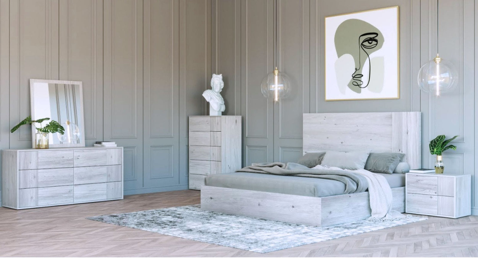 Eastern King Nova Domus Asus - Modern Italian White Bed