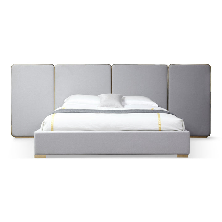 Athena - Modern Light Grey Linen + Gold Bed