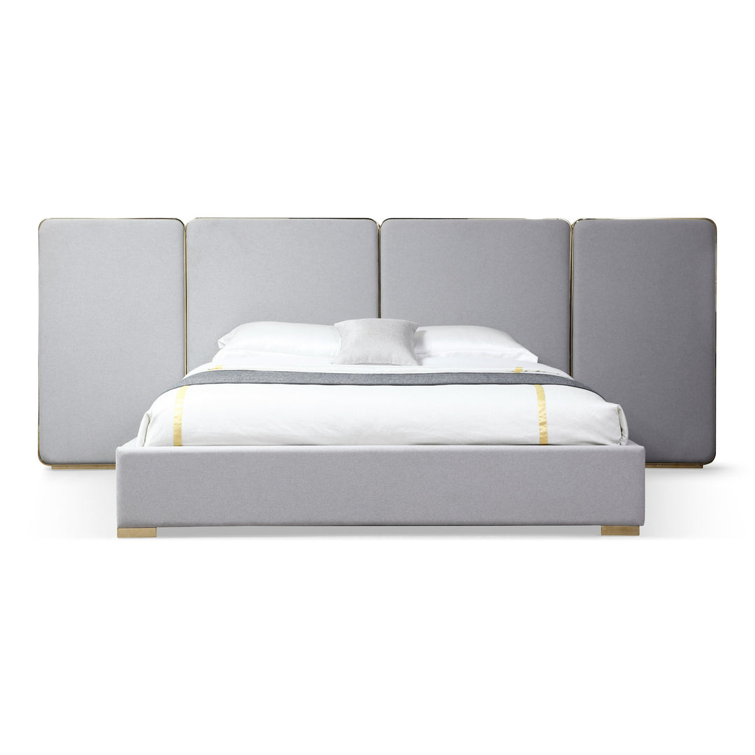 Athena - Modern Light Grey Linen + Gold Bed