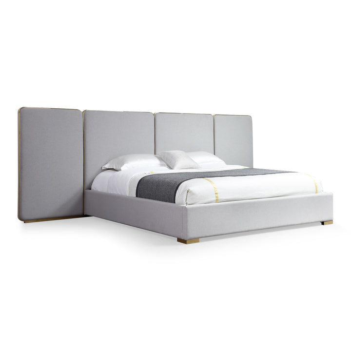 Athena - Modern Light Grey Linen + Gold Bed