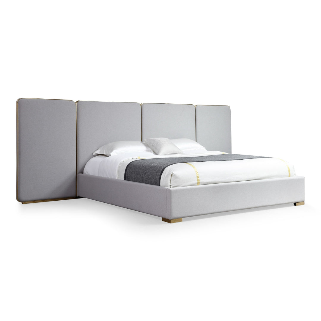 Athena - Modern Light Grey Linen + Gold Bed