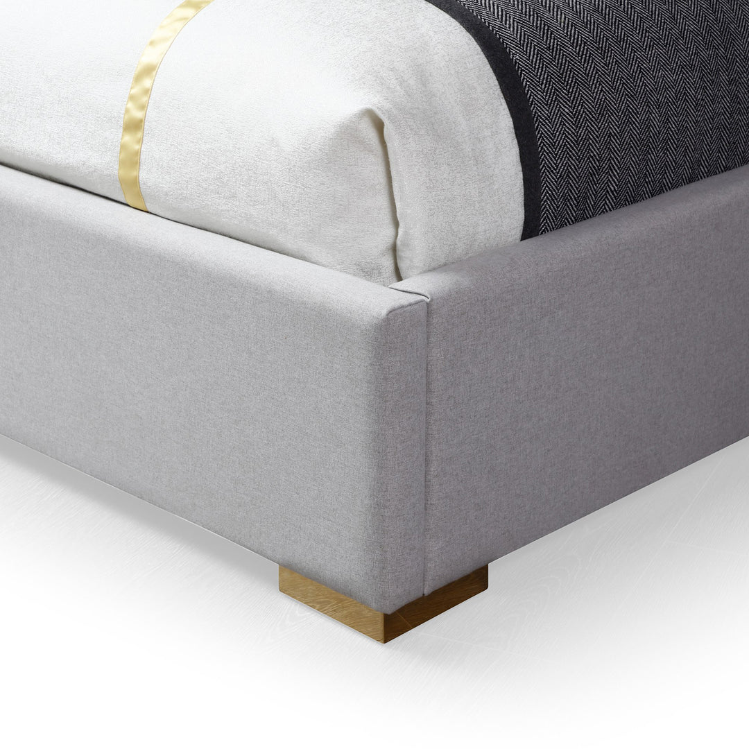 Athena - Modern Light Grey Linen + Gold Bed