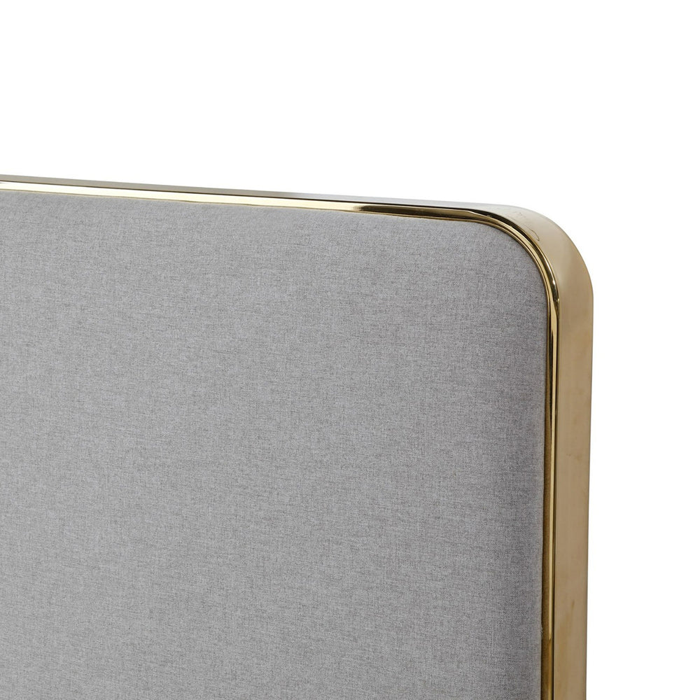 Athena - Modern Light Grey Linen + Gold Bed - View 9