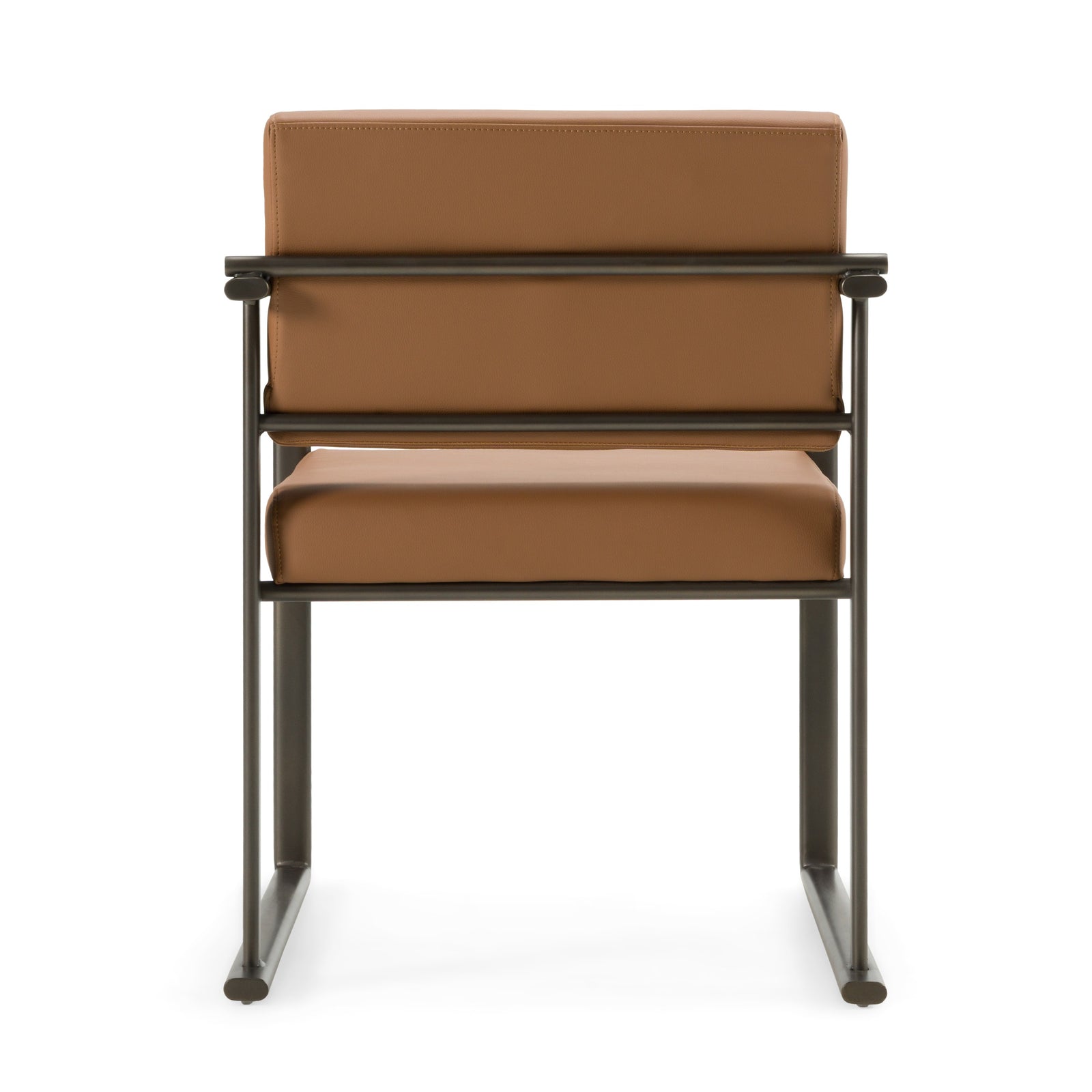 Atlan - Modern Camel Vegan Leather  Dark Gold Dining Chair