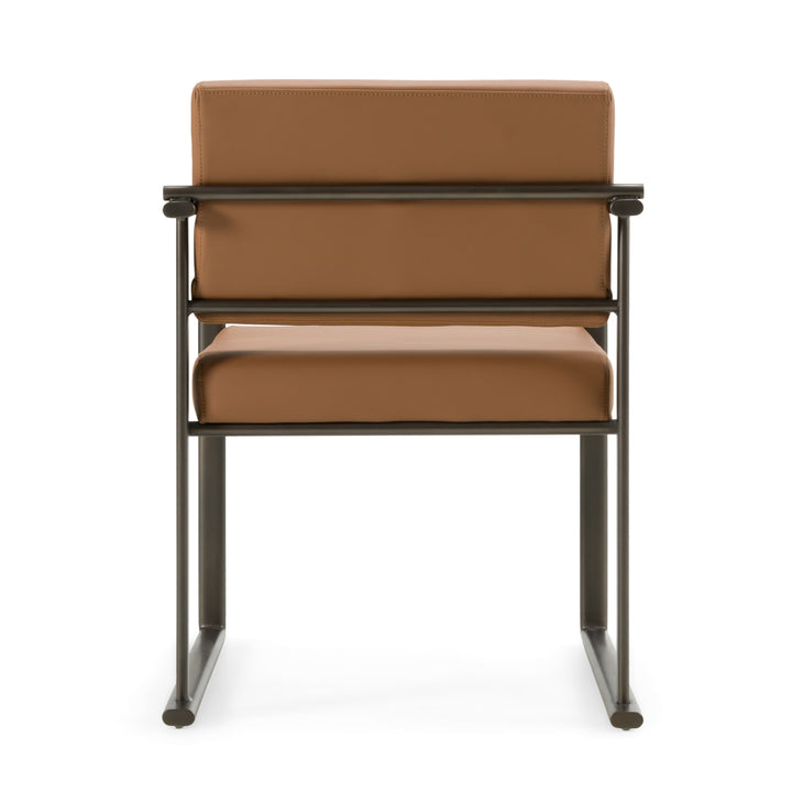 Atlan - Modern Camel Vegan Leather + Dark Gold Dining Chair