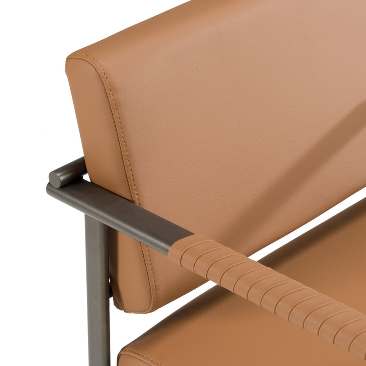 Atlan - Modern Camel Vegan Leather + Dark Gold Dining Chair