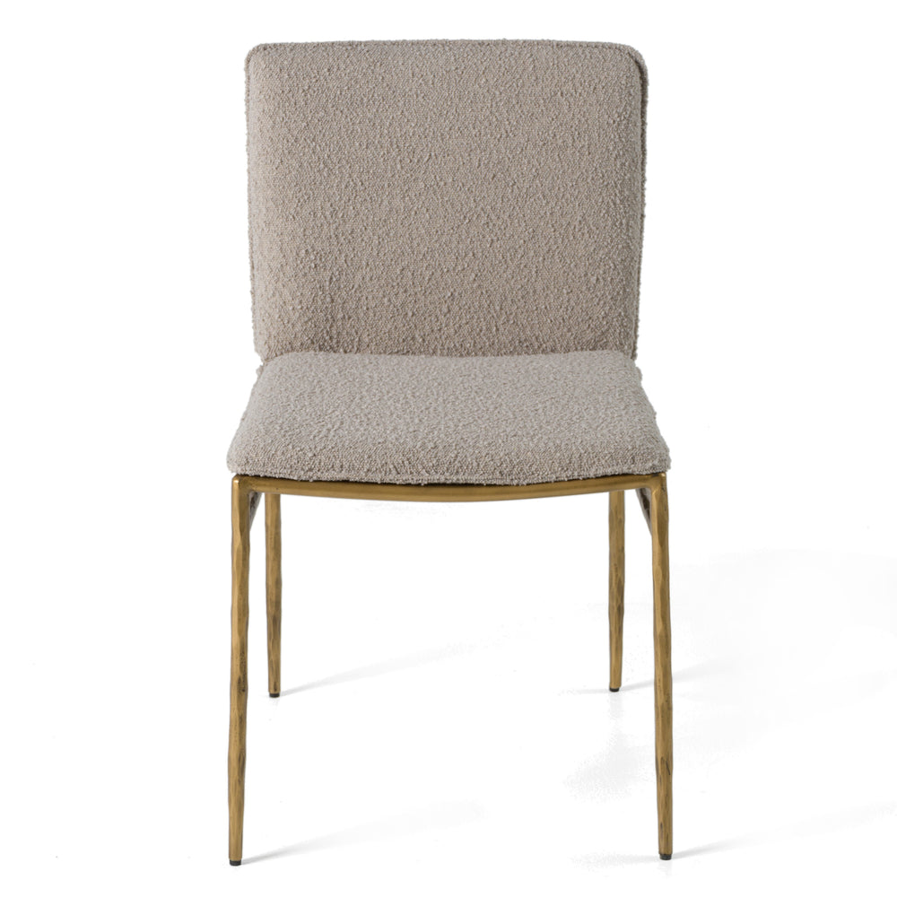 Atlanta - Modern Beige Fabric & Brass Dining Chair - View 2