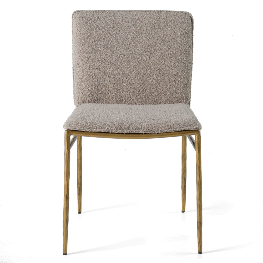 Atlanta - Modern Beige Fabric & Brass Dining Chair - View 3