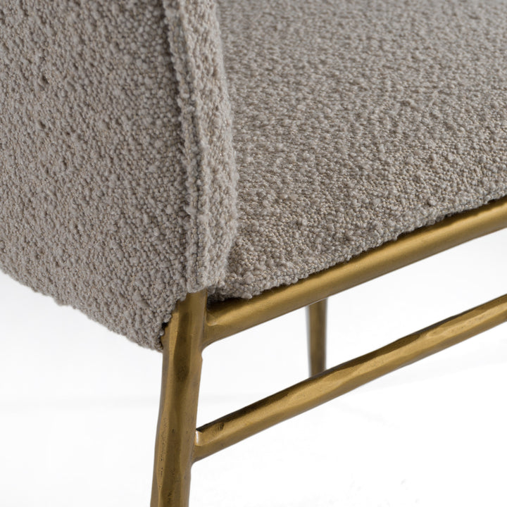 Atlanta - Modern Beige Fabric &amp; Brass Dining Chair