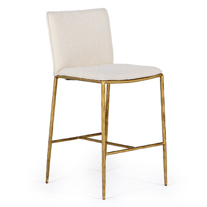 Atlanta - Modern Off-White Fabric &amp; Brass Counter Chair