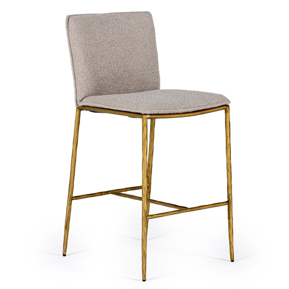 Atlanta  Modern Beige Fabric & Brass Counter Chair