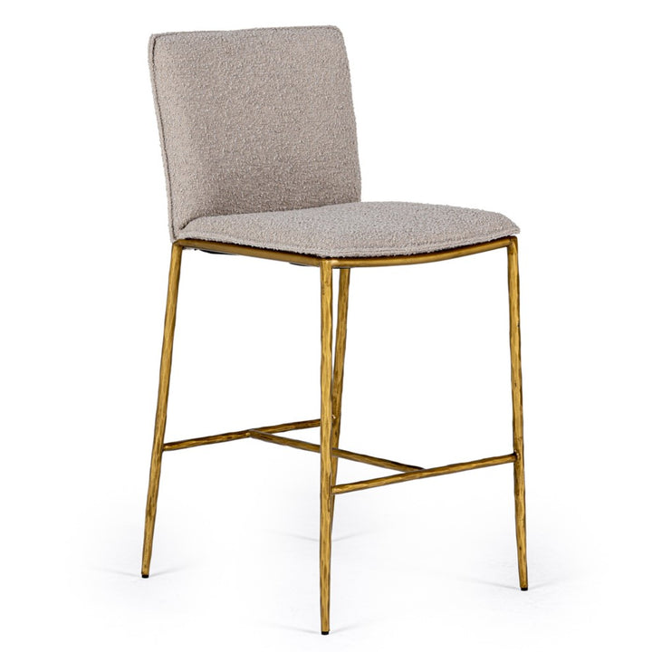 Atlanta  Modern Beige Fabric & Brass Counter Chair