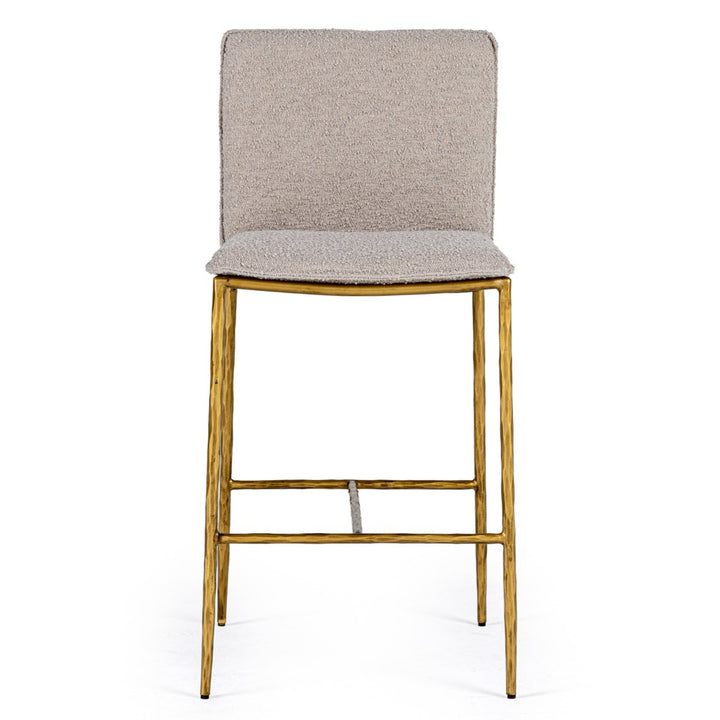 Atlanta  Modern Beige Fabric & Brass Counter Chair