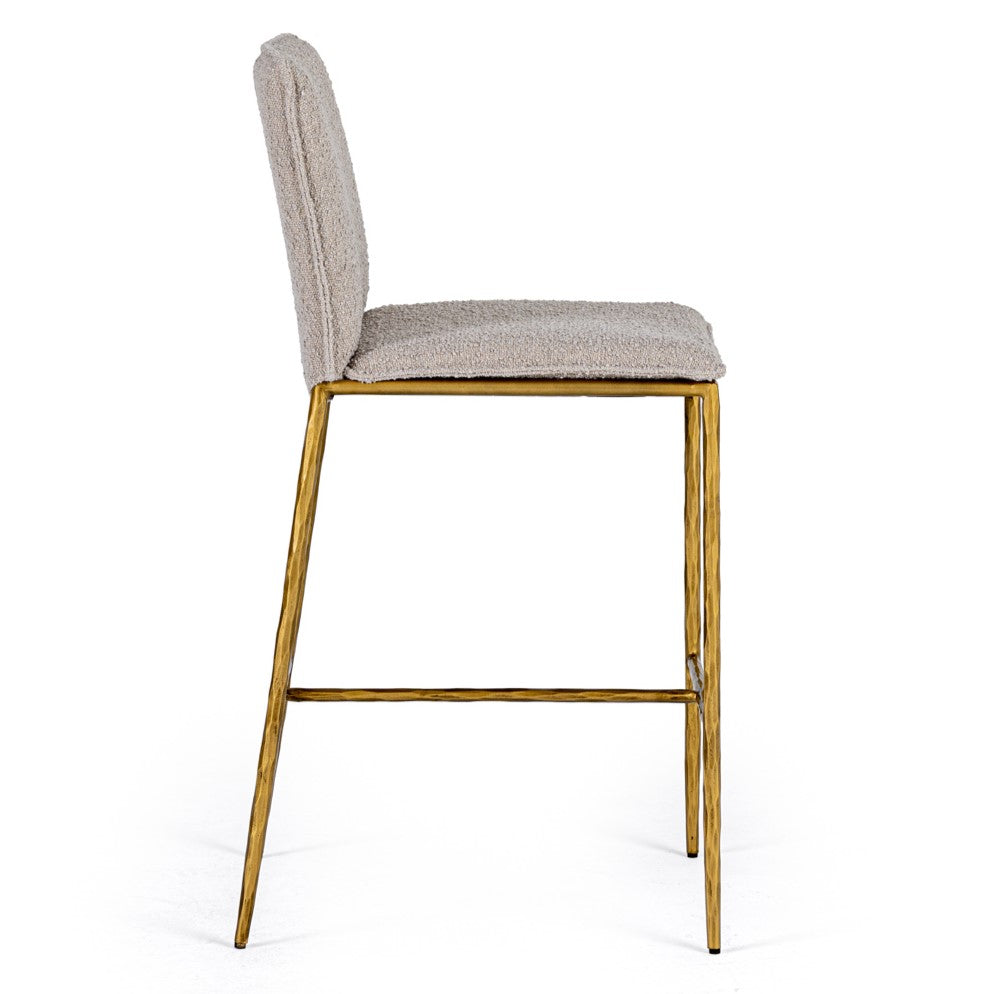 Atlanta  Modern Beige Fabric & Brass Counter Chair