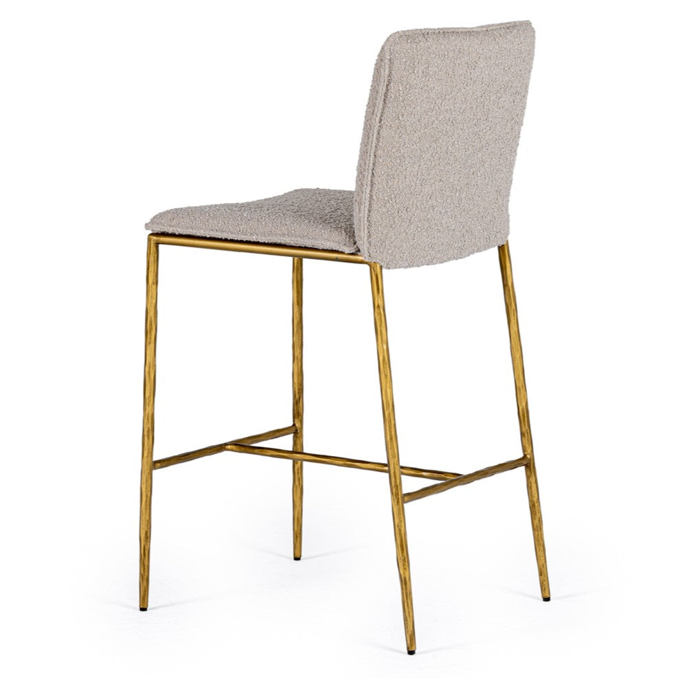 Atlanta  Modern Beige Fabric & Brass Counter Chair