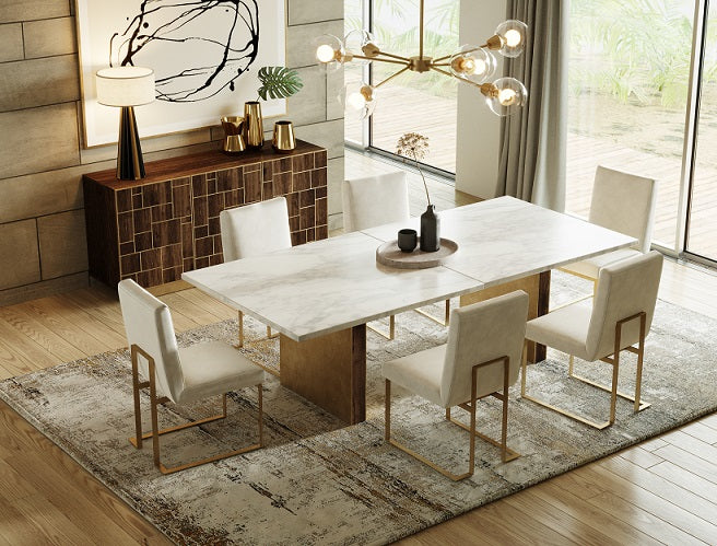 Auer - White Marble  and  Gold Dining Table