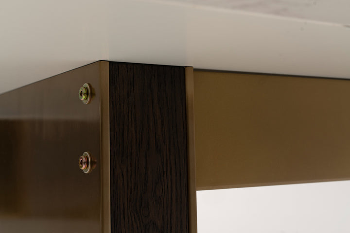 Auer  White Marble & Gold Dining Table