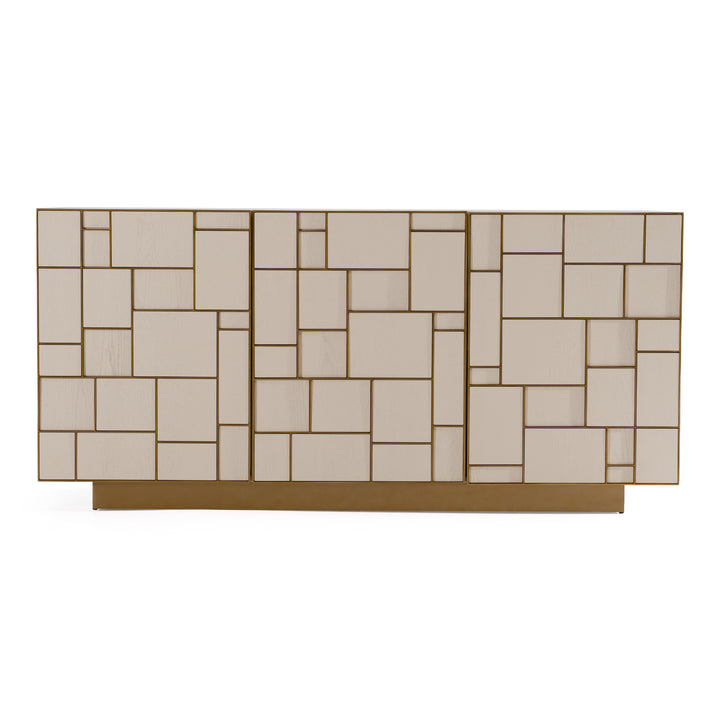 Auer  Mid-Century Modern Cream Ash + Gold Buffet