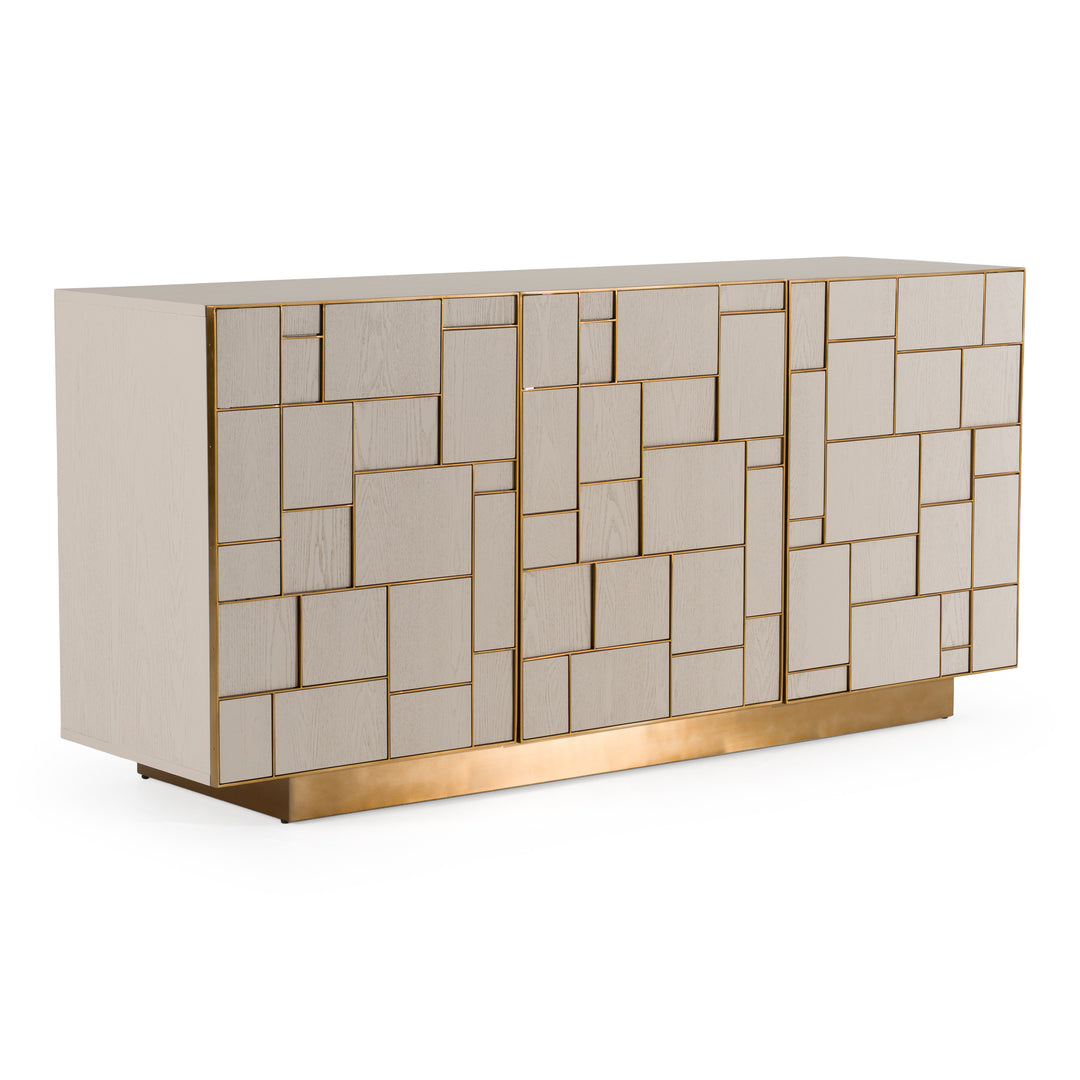 Auer  Mid-Century Modern Cream Ash + Gold Buffet