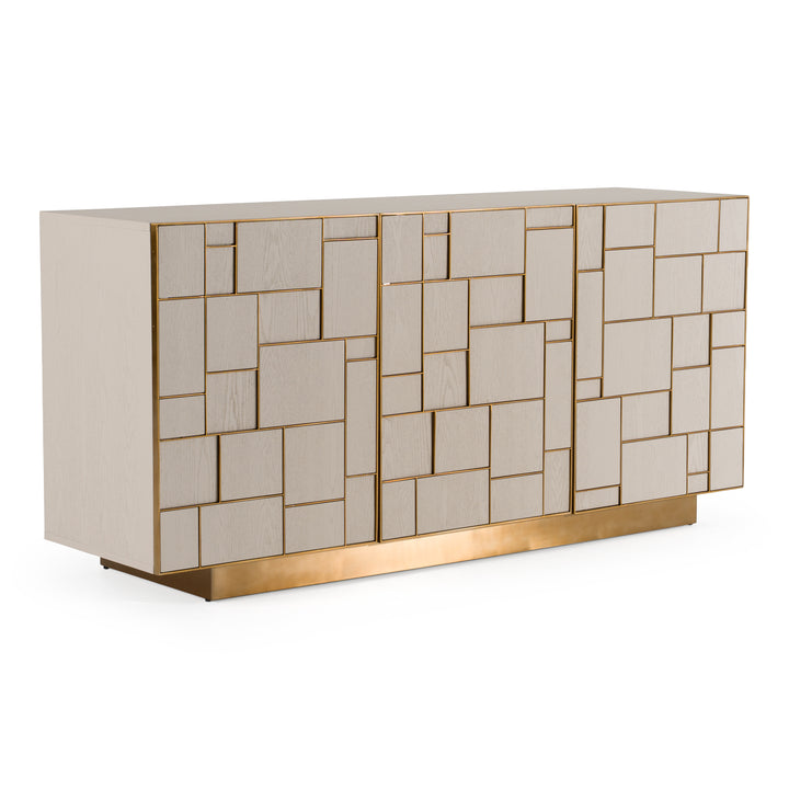 Auer  Mid-Century Modern Cream Ash + Gold Buffet