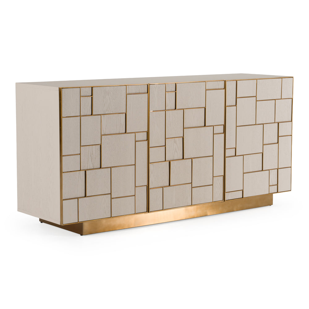 Auer - Mid-Century Modern Cream Ash + Gold Buffet - View 3