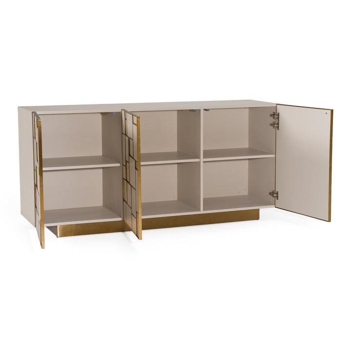 Auer  Mid-Century Modern Cream Ash + Gold Buffet