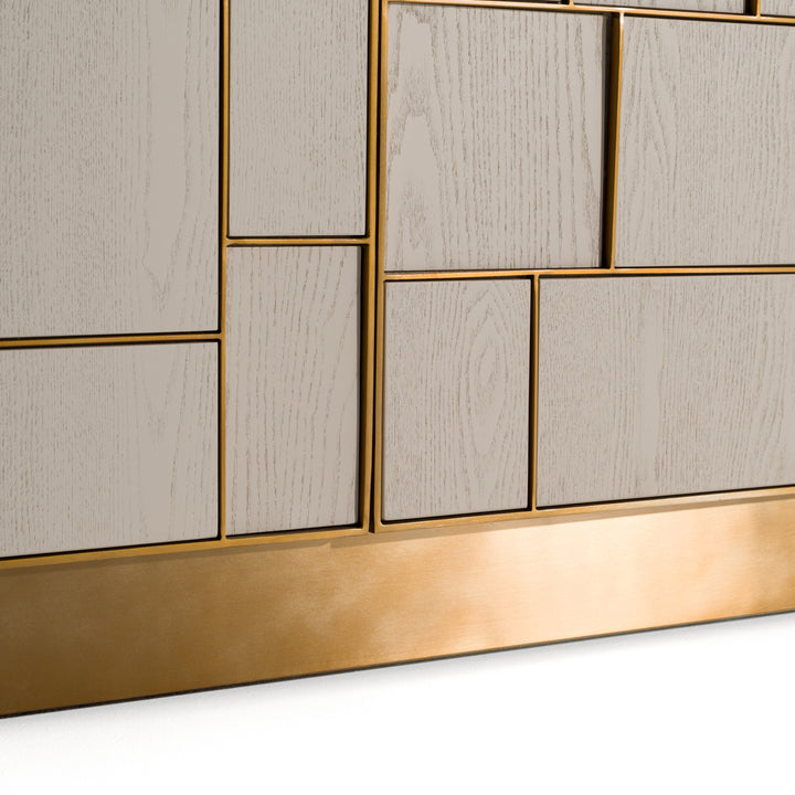 Auer  Mid-Century Modern Cream Ash + Gold Buffet