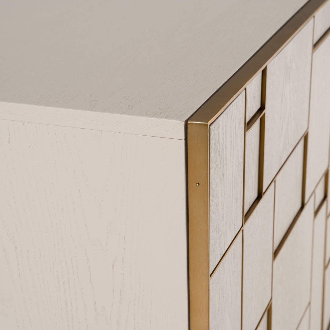 Auer  Mid-Century Modern Cream Ash + Gold Buffet