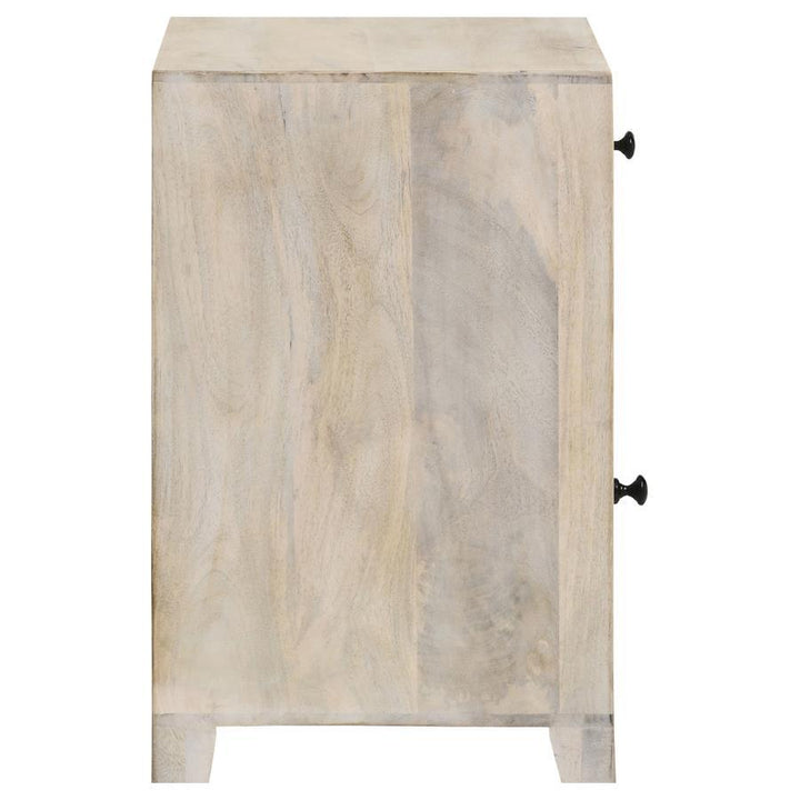 August - 1 - Drawer Trellis Pattern Storage Cabinet - White Washed Accent Cabinet modern furniture Contempo Furniture