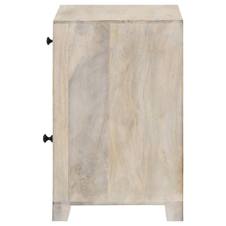 August - 1 - Drawer Trellis Pattern Storage Cabinet - White Washed Accent Cabinet modern furniture Contempo Furniture