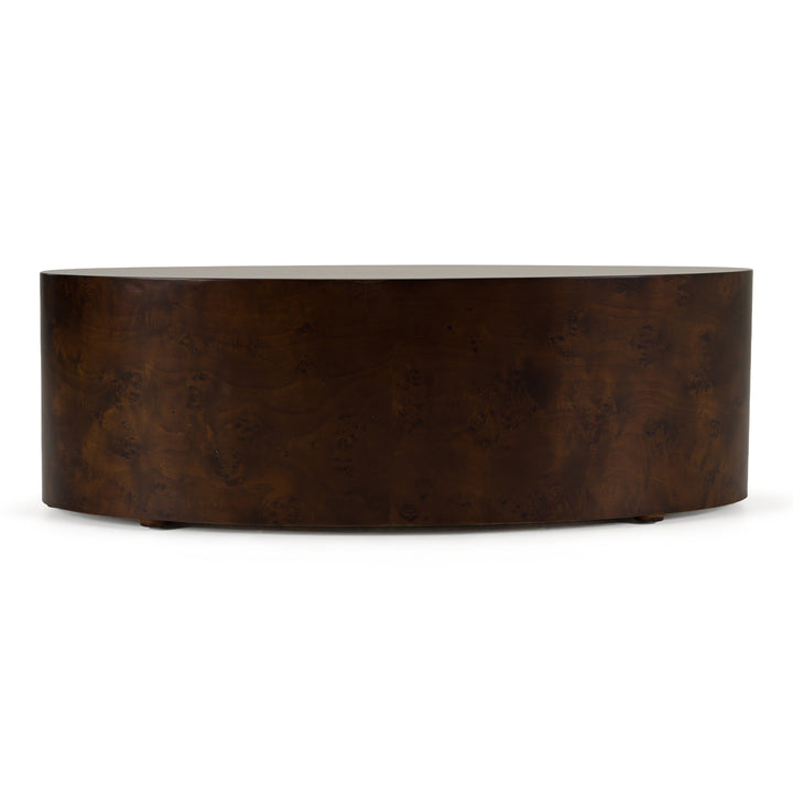 August - Modern Dark Walnut Burl Round Coffee Table