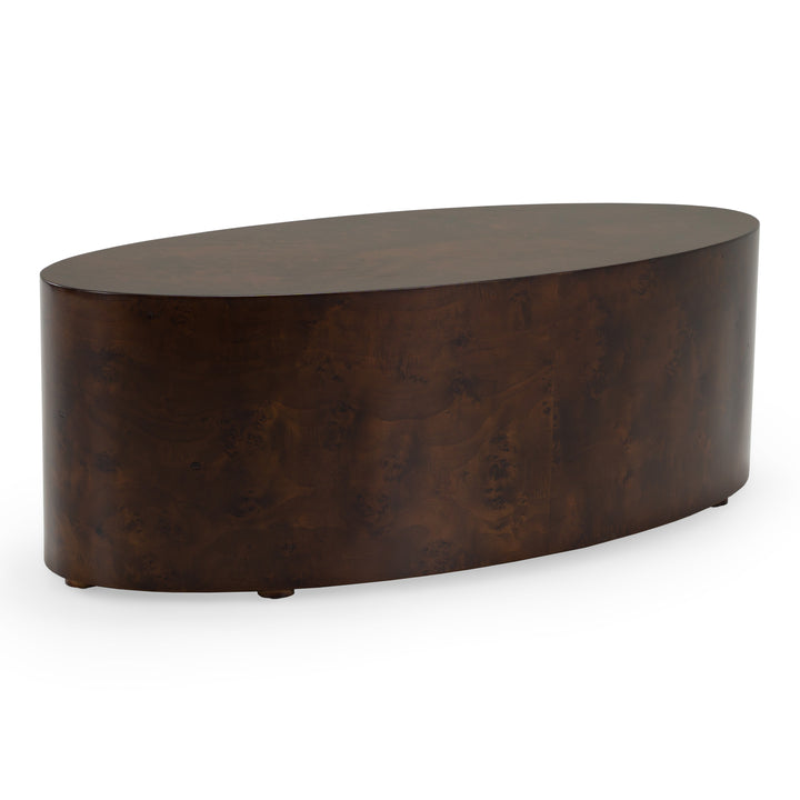 August - Modern Dark Walnut Burl Round Coffee Table