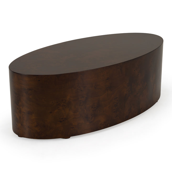 August - Modern Dark Walnut Burl Round Coffee Table