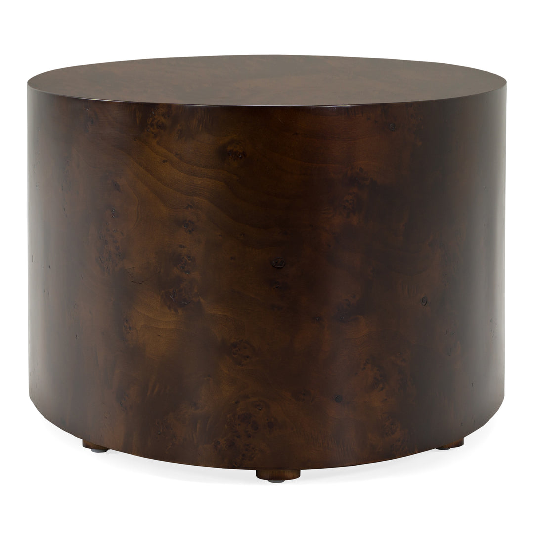 August - Modern Dark Walnut Burl Round Coffee Table