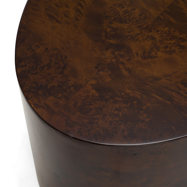 August - Modern Dark Walnut Burl Round Coffee Table
