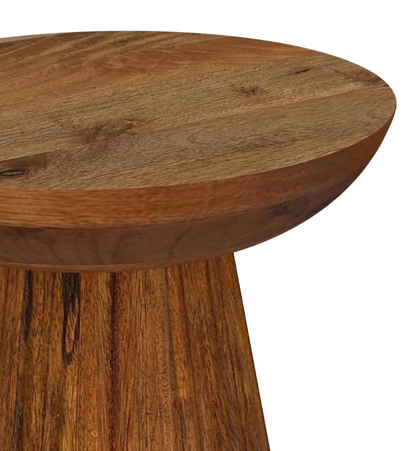 Aureo - Round Solid Wood Accent Side Table - Wild Honey Side Table modern furniture Contempo Furniture