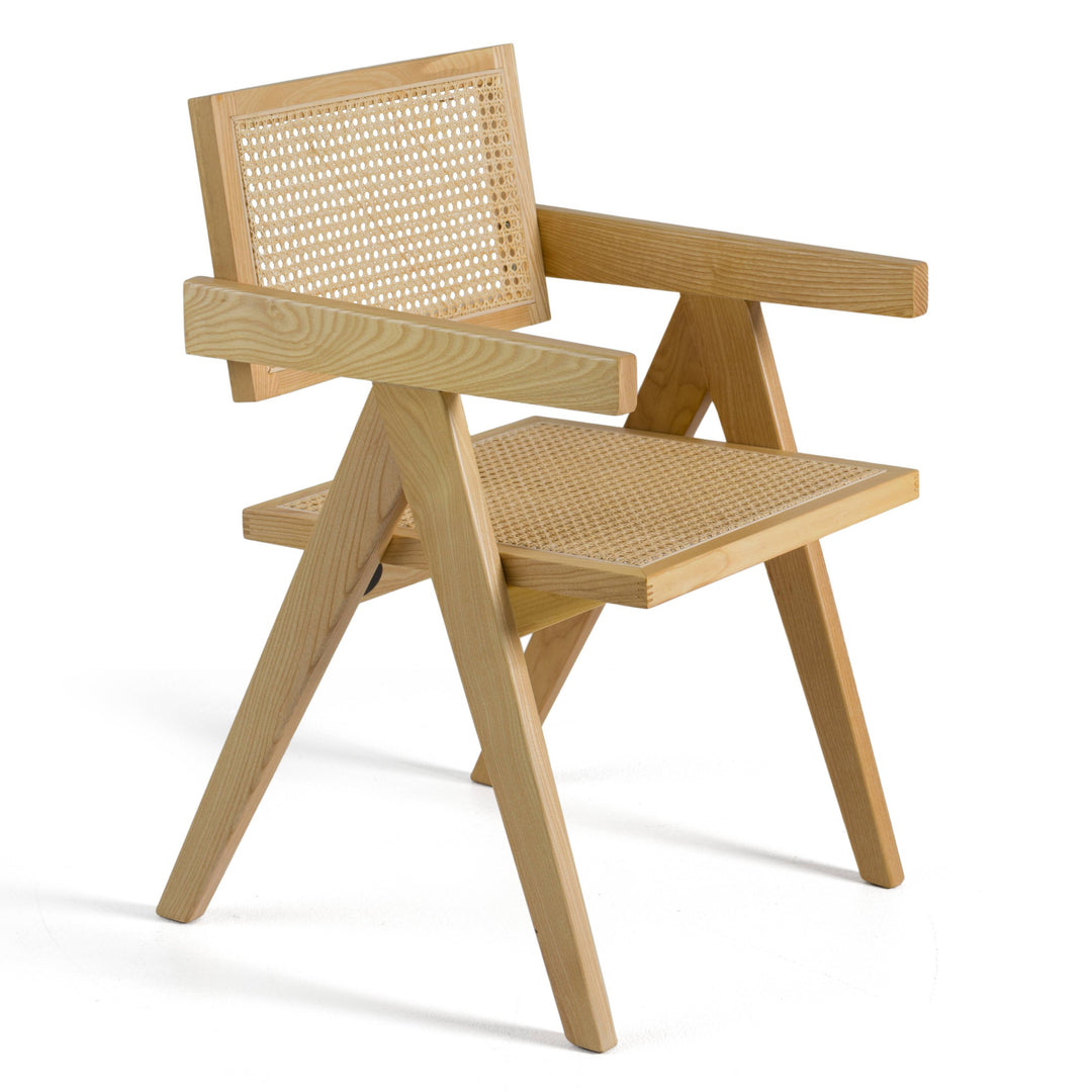 Aurora Modern Light Rattan and Natural Ash Dining Arm Chair