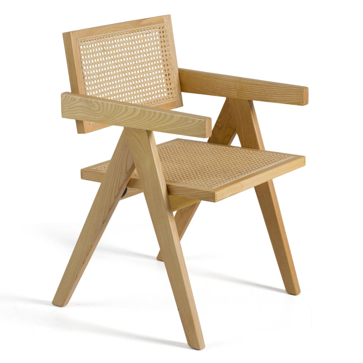 Aurora Modern Light Rattan and Natural Ash Dining Arm Chair