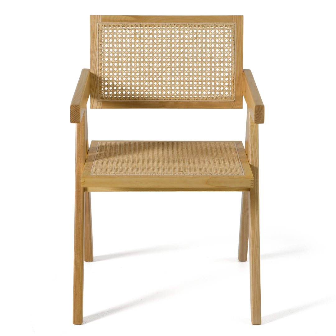 Aurora Modern Light Rattan and Natural Ash Dining Arm Chair