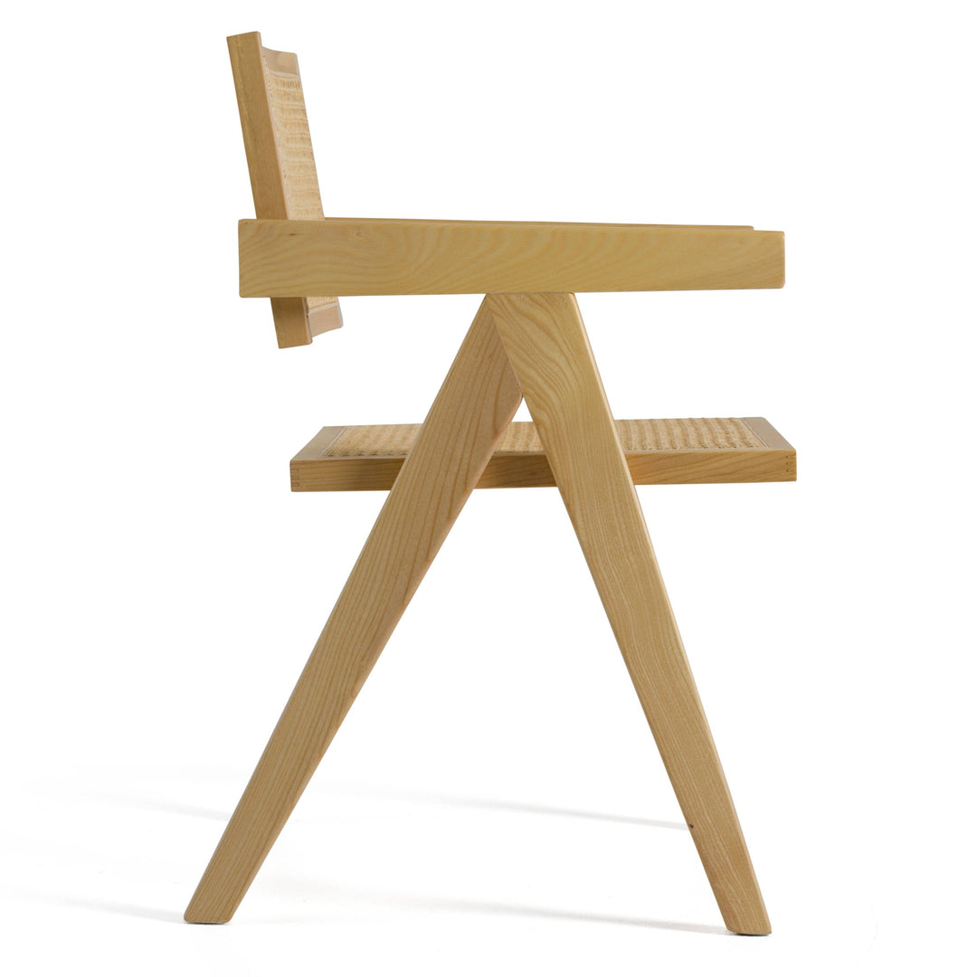 Aurora Modern Light Rattan and Natural Ash Dining Arm Chair