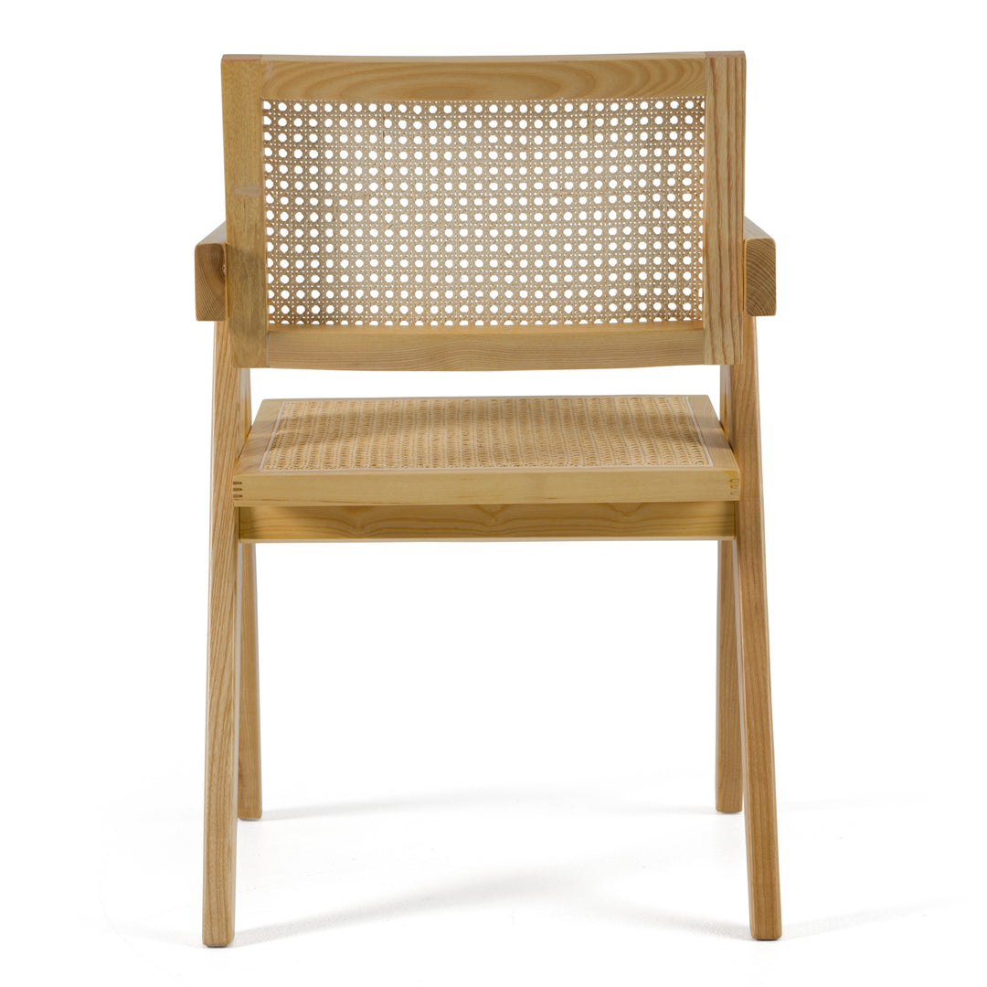 Aurora Modern Light Rattan and Natural Ash Dining Arm Chair