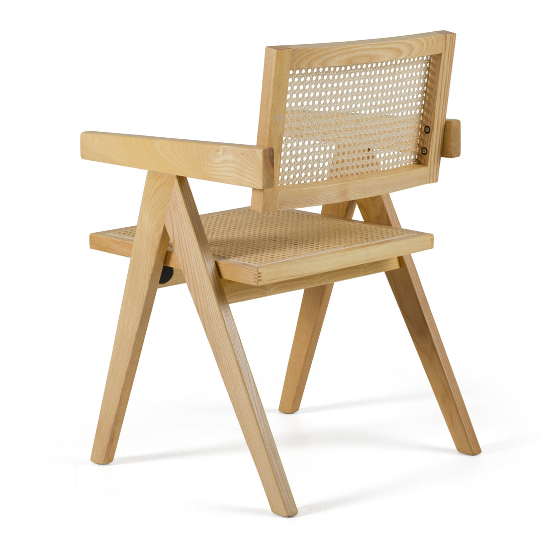 Aurora Modern Light Rattan and Natural Ash Dining Arm Chair